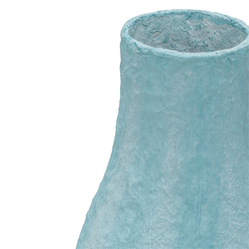 Pemberly Row Handmade Transitional Cotton Mache Vase in Cloudy Blue