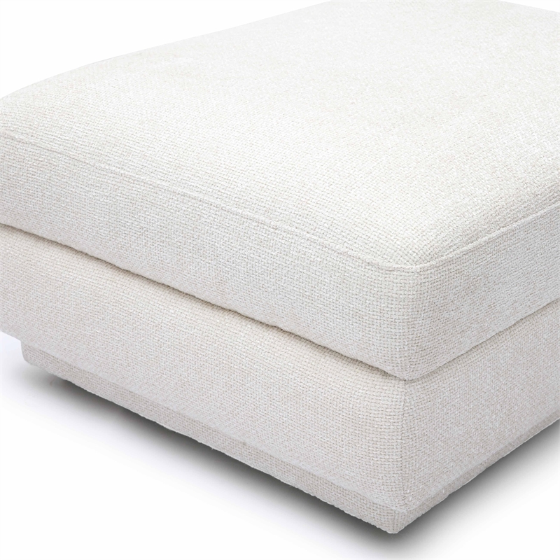 Pemberly Row Contemporary Upholstered Cream Chenille Modular Ottoman