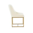 Pemberly Row Handmade Transitional Cream Pleated Velvet Dining Chair