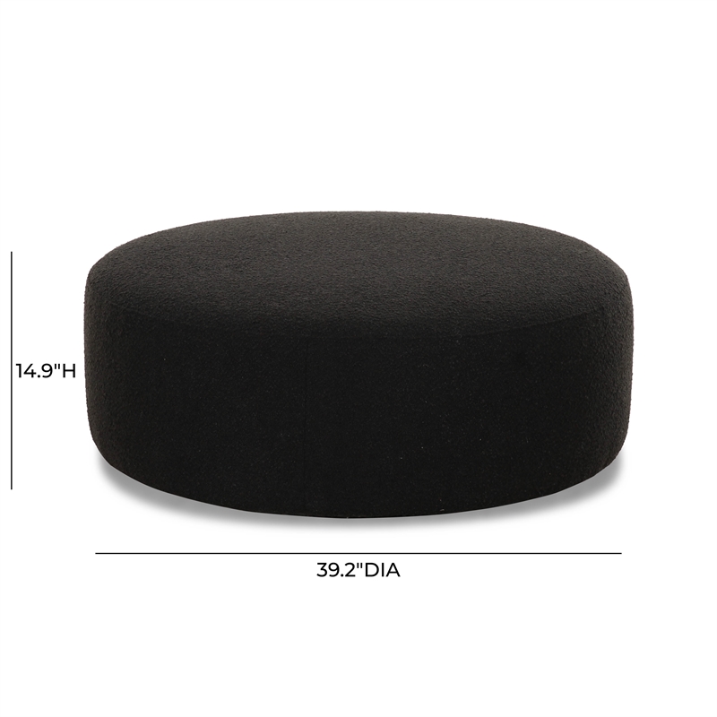Pemberly Row Contemporary Black Finish Boucle Ottoman - 39.2