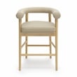 Pemberly Row Contemporary Taupe Finish Vegan Leather Counter Stool