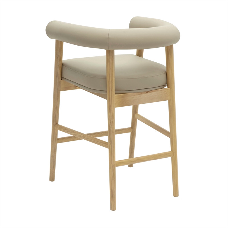 Pemberly Row Contemporary Taupe Finish Vegan Leather Counter Stool