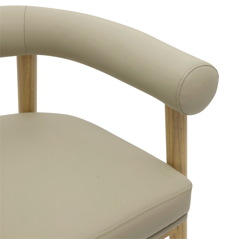 Pemberly Row Contemporary Taupe Finish Vegan Leather Counter Stool