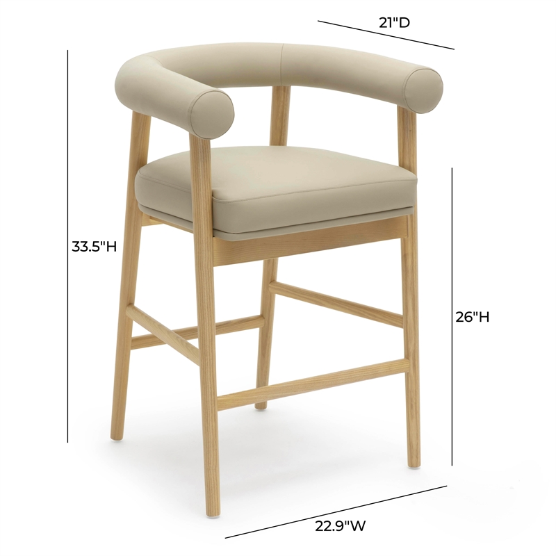 Pemberly Row Contemporary Taupe Finish Vegan Leather Counter Stool