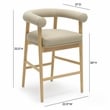 Pemberly Row Contemporary Taupe Finish Vegan Leather Counter Stool