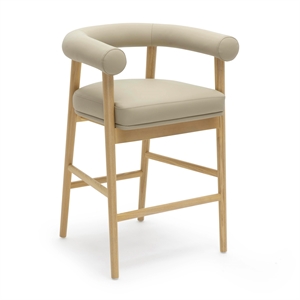 Pemberly Row Contemporary Taupe Finish Vegan Leather Counter Stool
