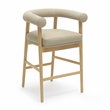 Pemberly Row Contemporary Taupe Finish Vegan Leather Counter Stool