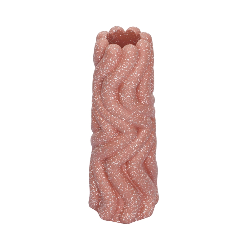Pemberly Row Decorative Transitional Handcrafted Speckled Salmon Pink Vase