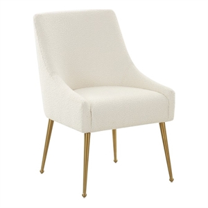 Pemberly Row Handmade Modern Transitional Cream Boucle Side Chair