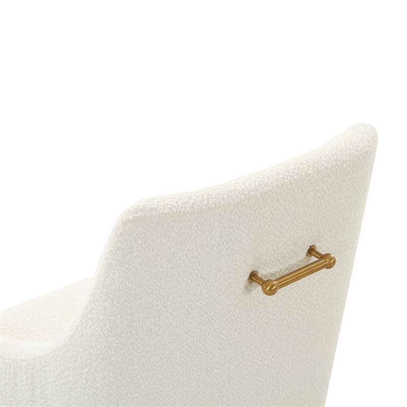 Pemberly Row Handmade Modern Transitional Cream Boucle Side Chair