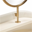 Pemberly Row Transitional Vegan Leather & Wood Vanity Desk in Cream