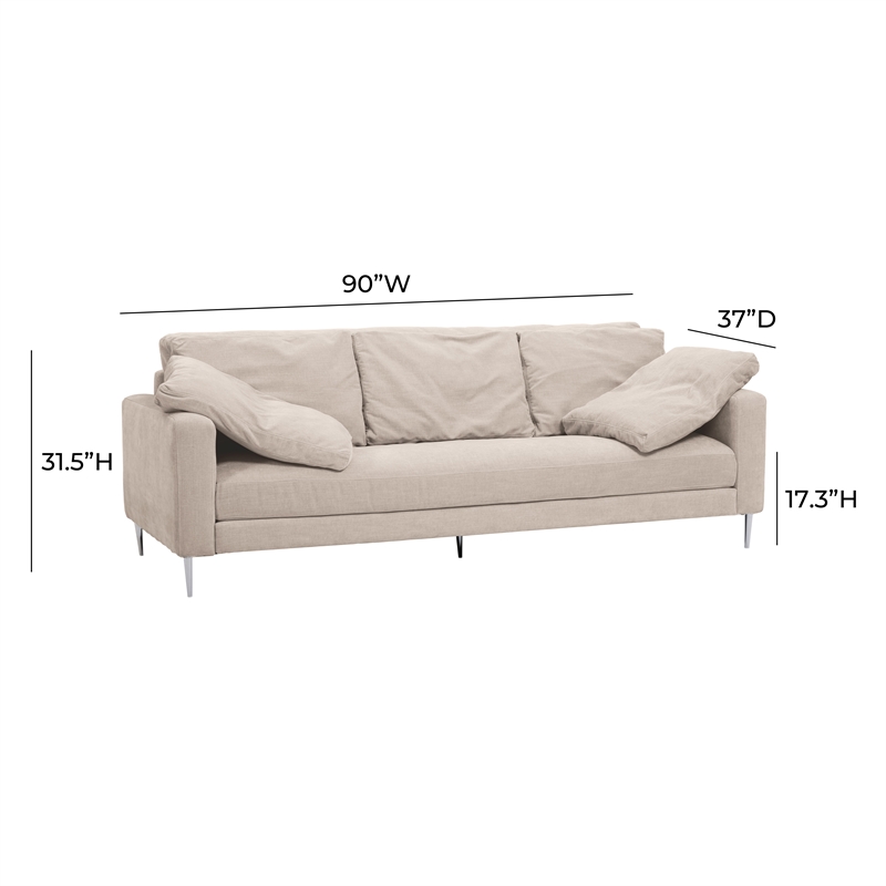 Pemberly Row Handmade Transitional Beige Textured Velvet Lounge Sofa