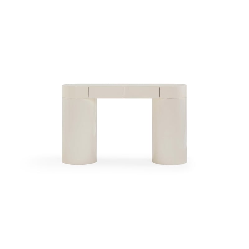Pemberly Row Contemporary Cream High Gloss Console Table - 50