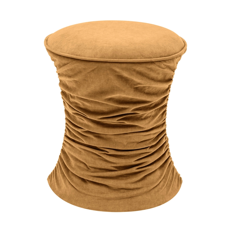 Pemberly Row Dark Terracotta Ruched Velvet Adjustable Ottoman
