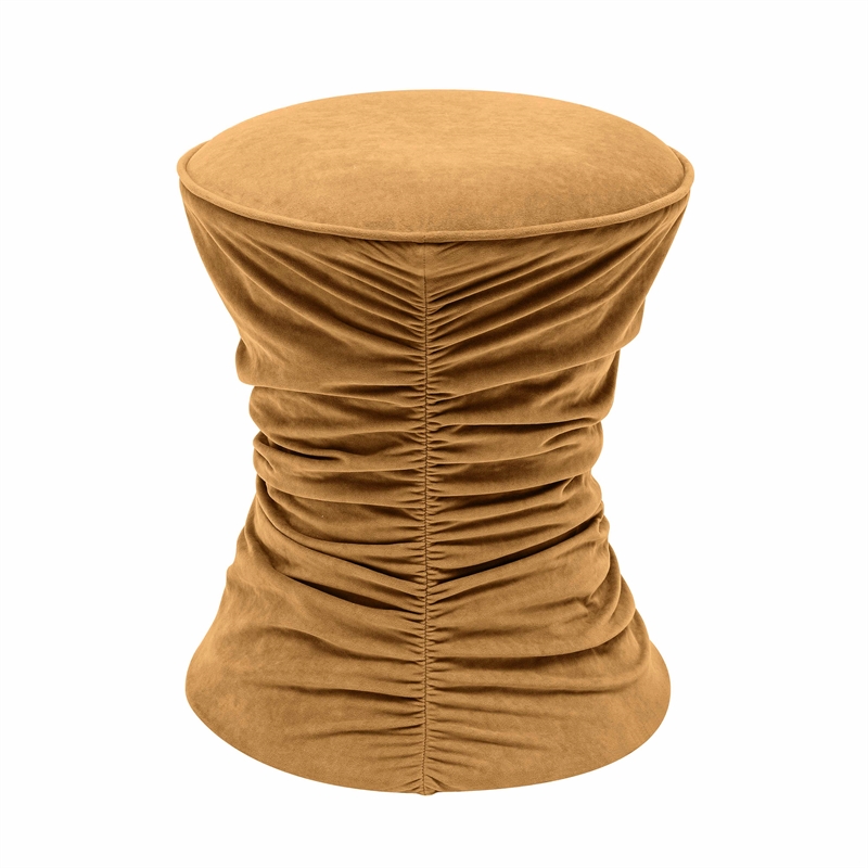 Pemberly Row Dark Terracotta Ruched Velvet Adjustable Ottoman