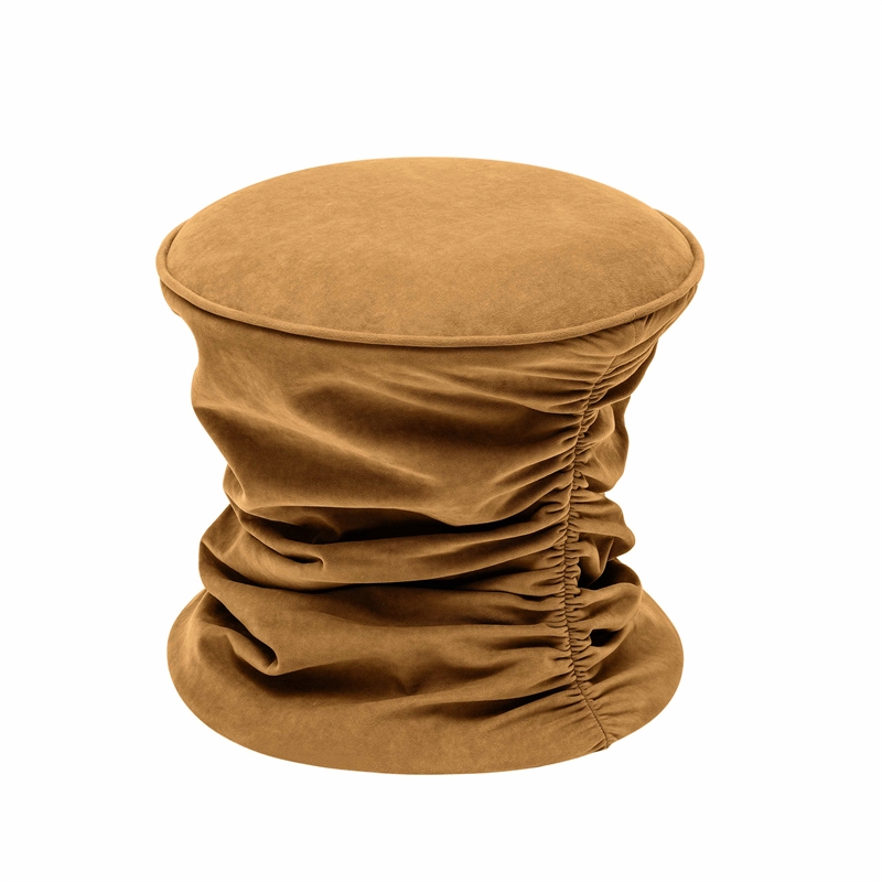 Pemberly Row Dark Terracotta Ruched Velvet Adjustable Ottoman