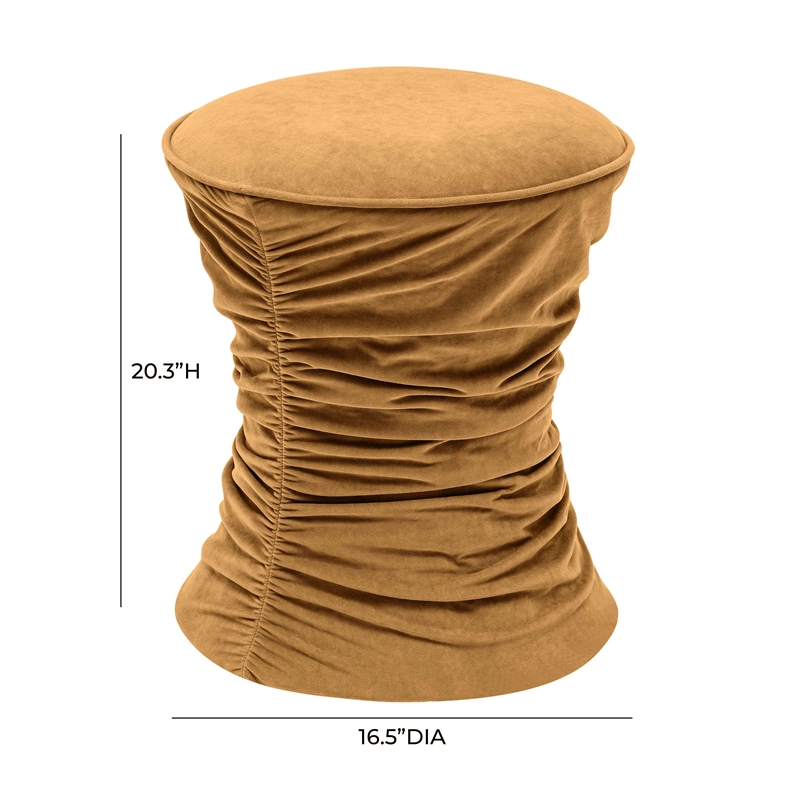 Pemberly Row Dark Terracotta Ruched Velvet Adjustable Ottoman