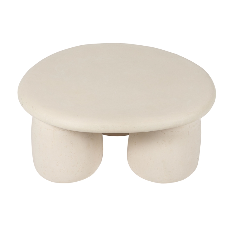Pemberly Row Contemporary Cream Round Coffee Table - 33.9