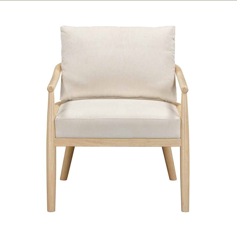 Pemberly Row Contemporary Cream Performance Corduroy Accent Chair