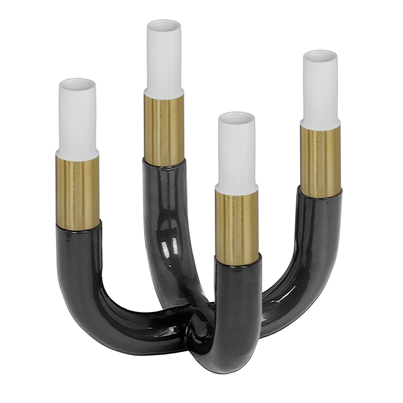 Pemberly Row Handmade Modern Transitional Black Finish Candelabra