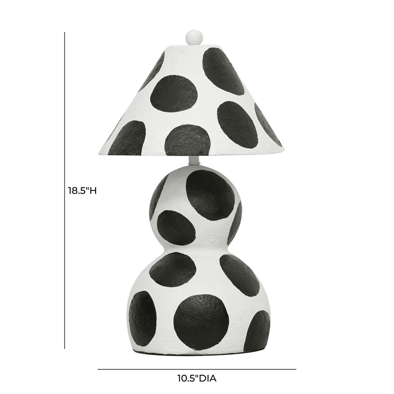 Pemberly Row Contemporary Black and White Papier Mache Table Lamp