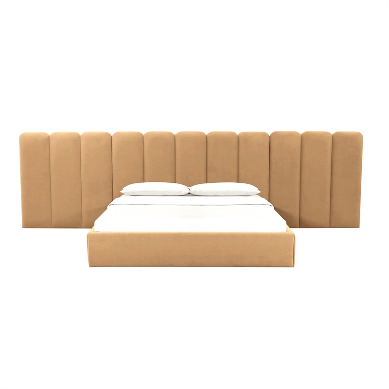 Pemberly Row Contemporary Honey Velvet Wings - Queen or King (Set of 2)