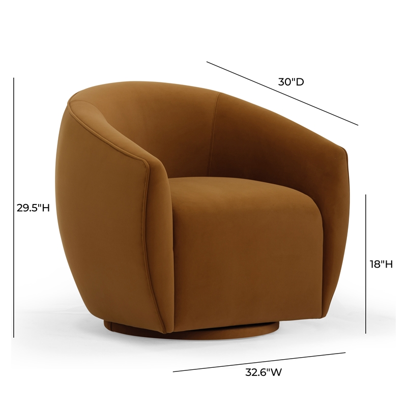 Pemberly Row Modern / Contemporary Cognac Velvet Swivel Chair