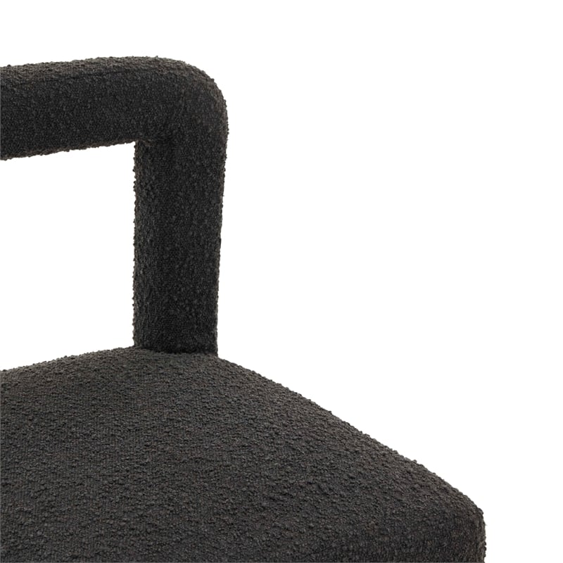 Pemberly Row Transitional Fabric Boucle Dining Chair in Black Finish
