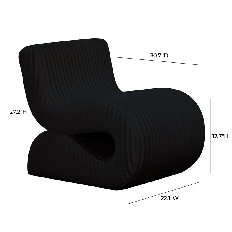 Pemberly Row Contemporary Black Oversized Corduroy Accent Chair