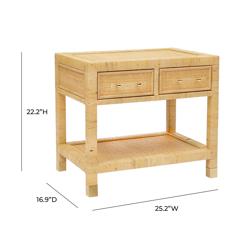 Pemberly Row Handmade Modern Farmhouse Natural Rattan Nightstand