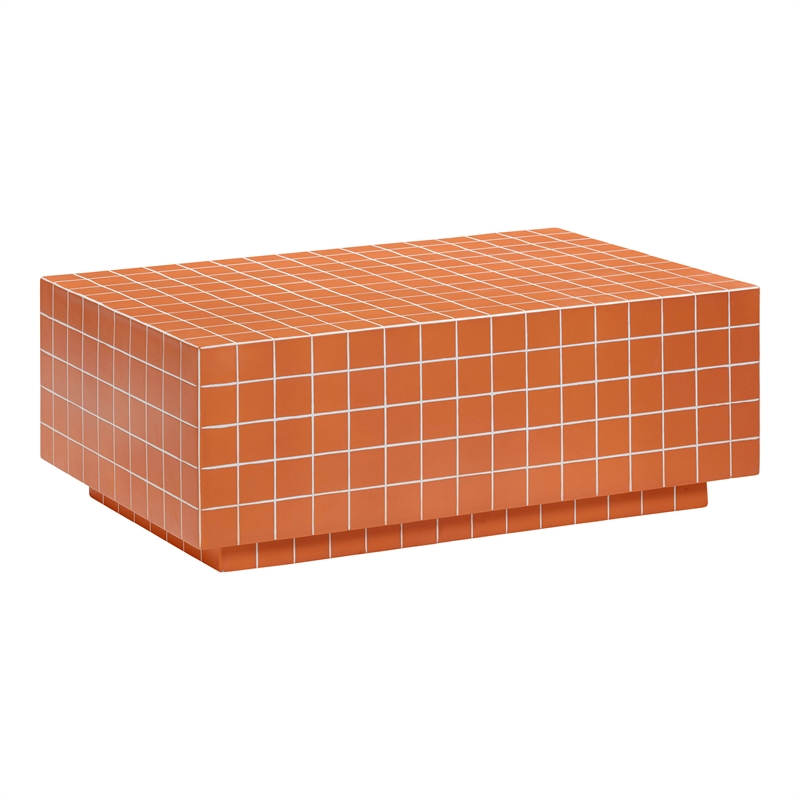 Pemberly Row Brick Orange Tile Indoor / Outdoor Coffee Table