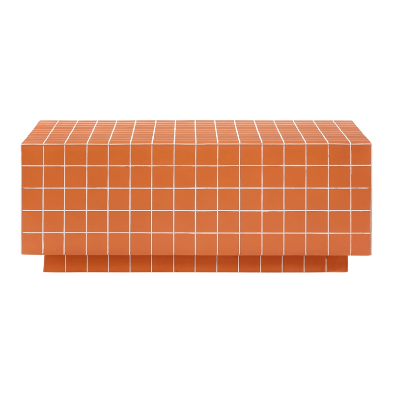 Pemberly Row Brick Orange Tile Indoor / Outdoor Coffee Table