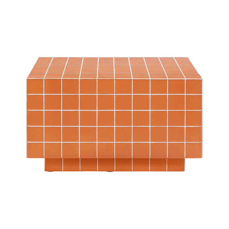 Pemberly Row Brick Orange Tile Indoor / Outdoor Coffee Table