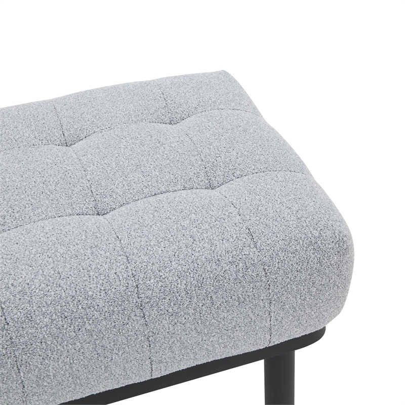 Pemberly Row Handmade Transitional Upholstered  Gray Boucle Bench