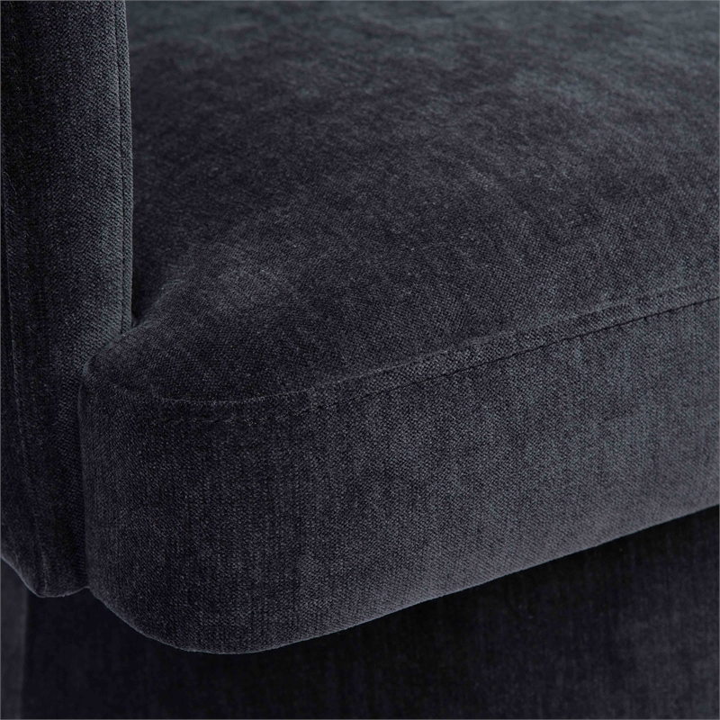 Pemberly Row Contemporary Black Upcycled Chenille Rolling Desk Chair
