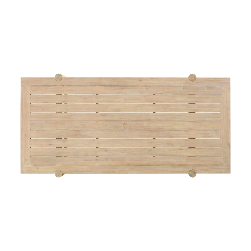 Pemberly Row Contemporary Light Teak Outdoor Rectangular Dining Table