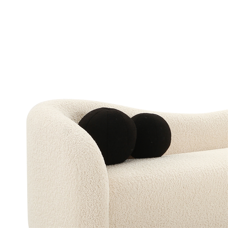 Pemberly Row Handmade Transitional Beige Faux Shearling Sofa