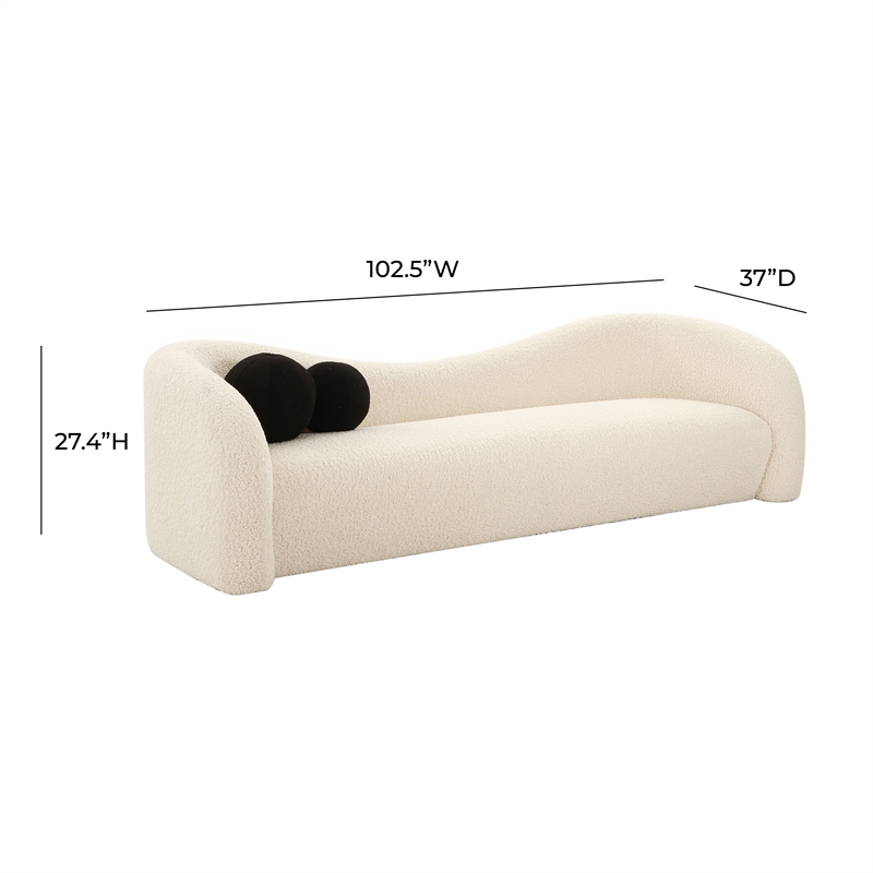 Pemberly Row Handmade Transitional Beige Faux Shearling Sofa