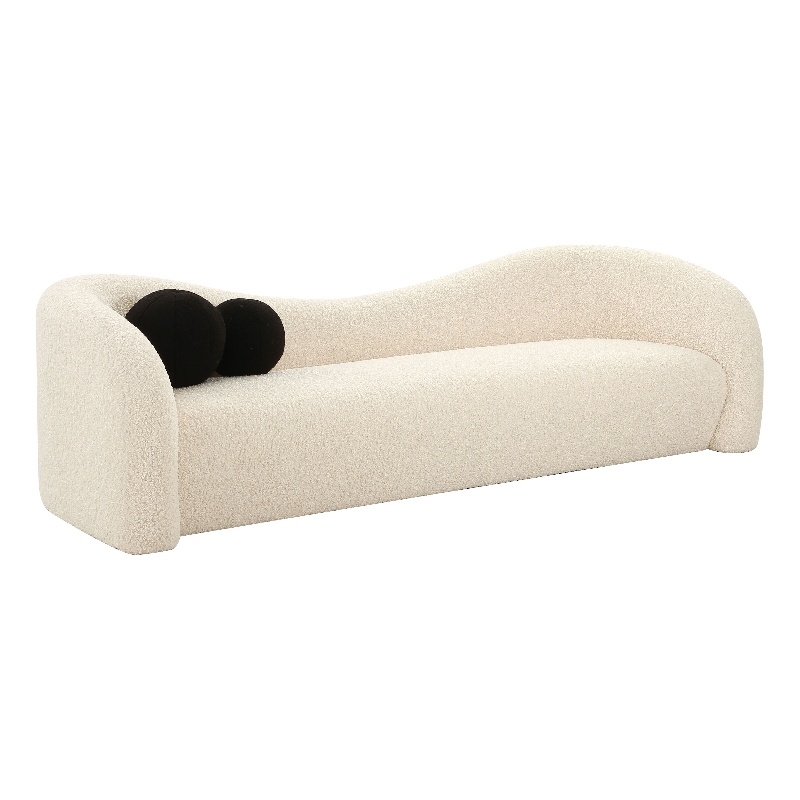 Pemberly Row Handmade Transitional Beige Faux Shearling Sofa