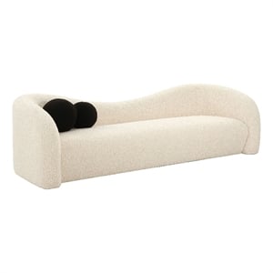 Pemberly Row Handmade Transitional Beige Faux Shearling Sofa