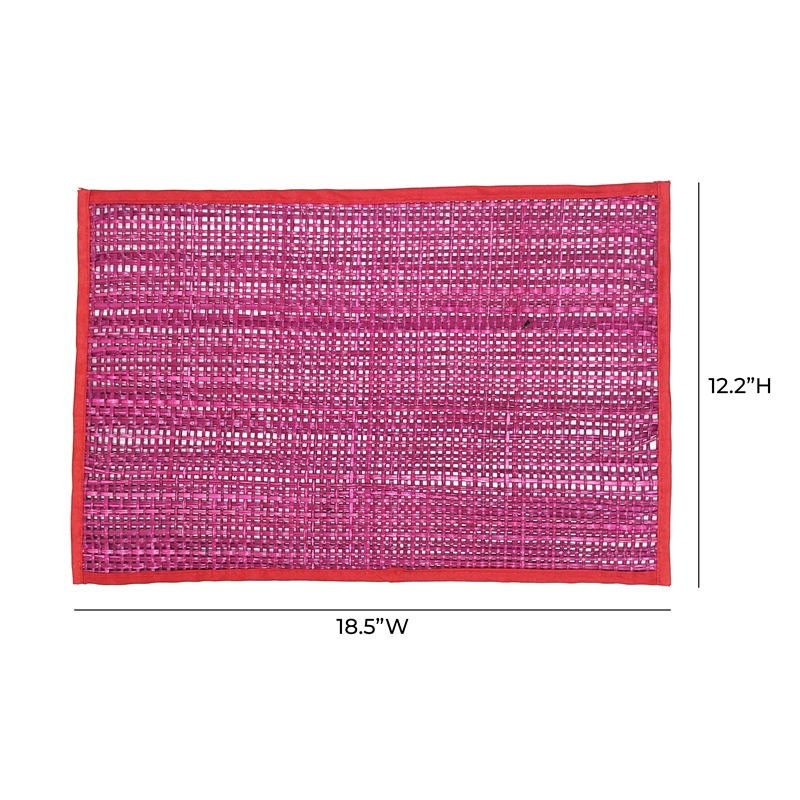Pemberly Row Handmade Transitional Pink Seagrass Placemat - Set of 4
