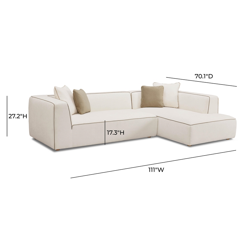Pemberly Row Contemporary Cream Linen Left-Arm Facing Sectional