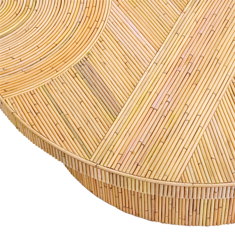 Pemberly Row Handmade Transitional Natural Rattan Coffee Table