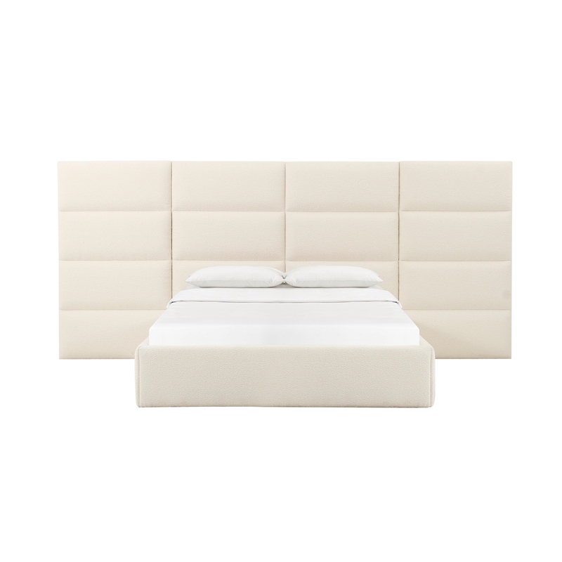 Pemberly Row Contemporary Cream Boucle Queen Wings (Set of 2)