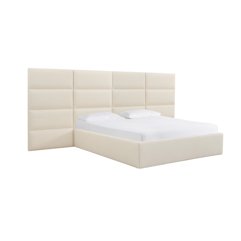 Pemberly Row Contemporary Cream Boucle Queen Wings (Set of 2)