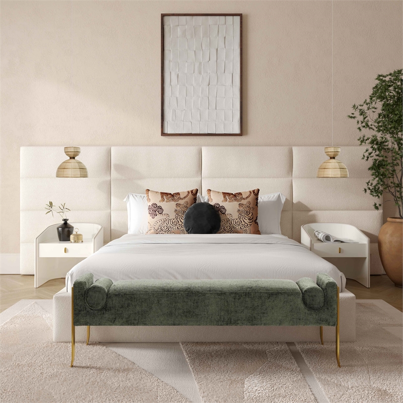 Pemberly Row Contemporary Cream Boucle Queen Wings (Set of 2)