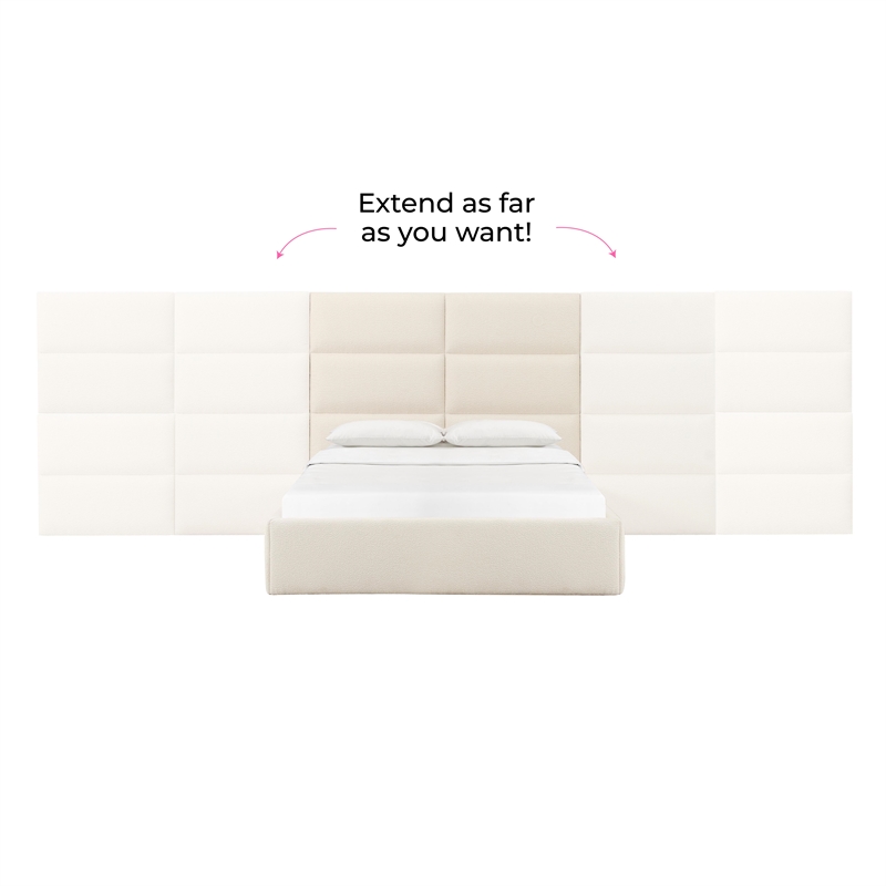 Pemberly Row Contemporary Cream Boucle Queen Wings (Set of 2)
