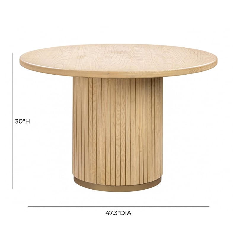 Pemberly Row Transitional Oak Wood Round Dining Table - 47.3
