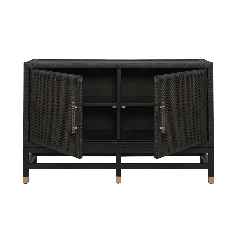 Pemberly Row Handmade Modern Coastal Charcoal Woven Rattan Buffet