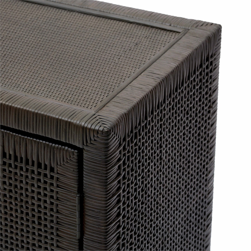 Pemberly Row Handmade Modern Coastal Charcoal Woven Rattan Buffet